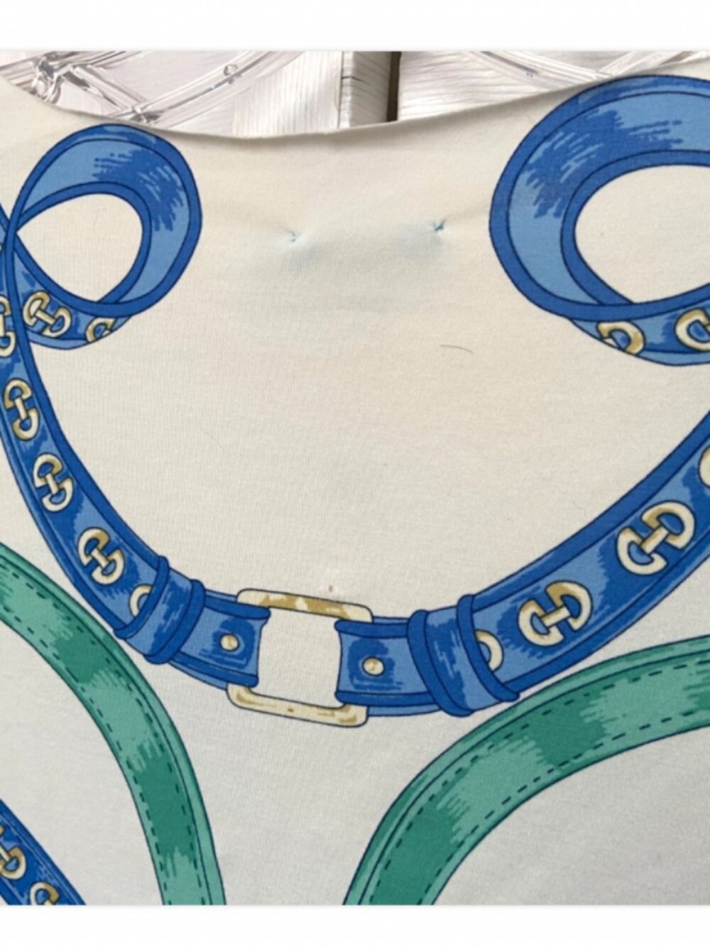 J. McLaughlin Horsebit Short Sleeve White Blue Thin Lightweight Top Size XS - Picture 3 of 7